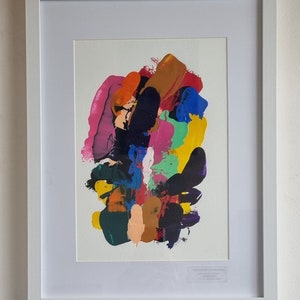 A4 abstract, jungle influenced, acrylic on water colour paper in A3 wooden frame