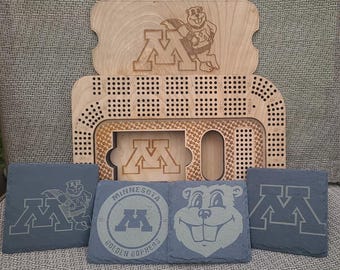 Minnesota gophers Cribbage Board & Coaster Set