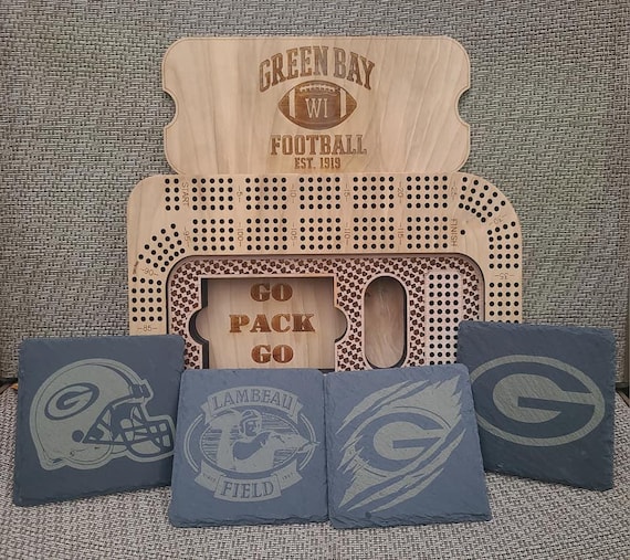 Green Bay Packers Cribbage board & Coaster Set