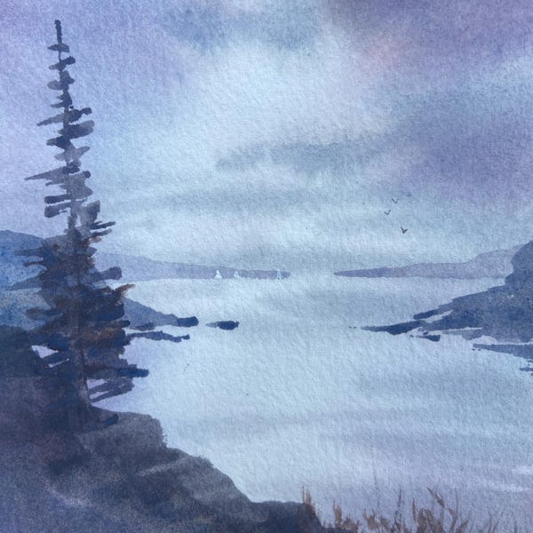 オリジナル水彩画「ドリフト」4x6インチ、アーチズコールドプレス140ポンド紙