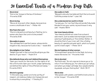 Christian Journal Addition- 20 Essential Traits of a Modern Day Ruth