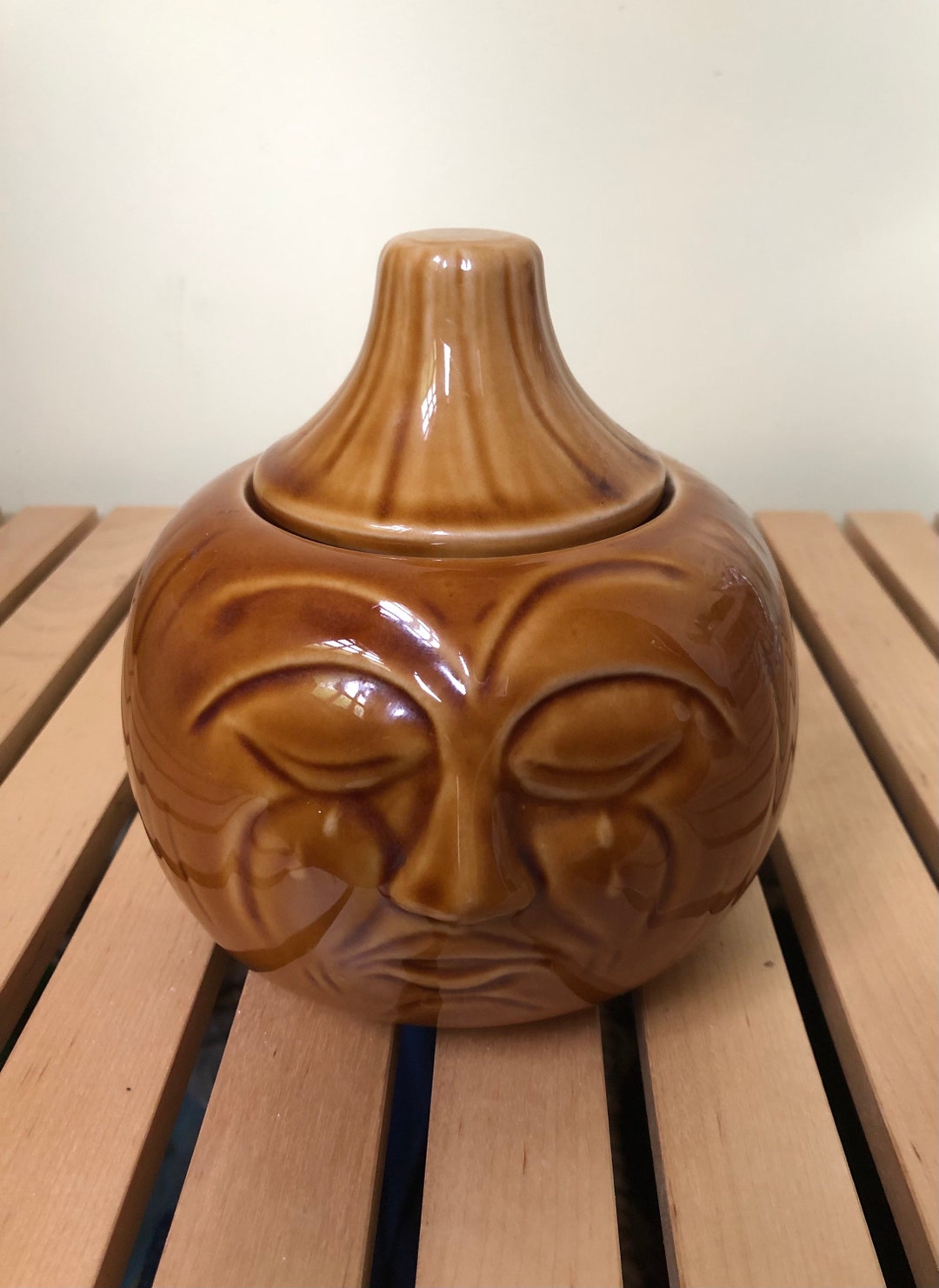 Lidded Crying Onion Face Glazed Pot by Bassware - Etsy