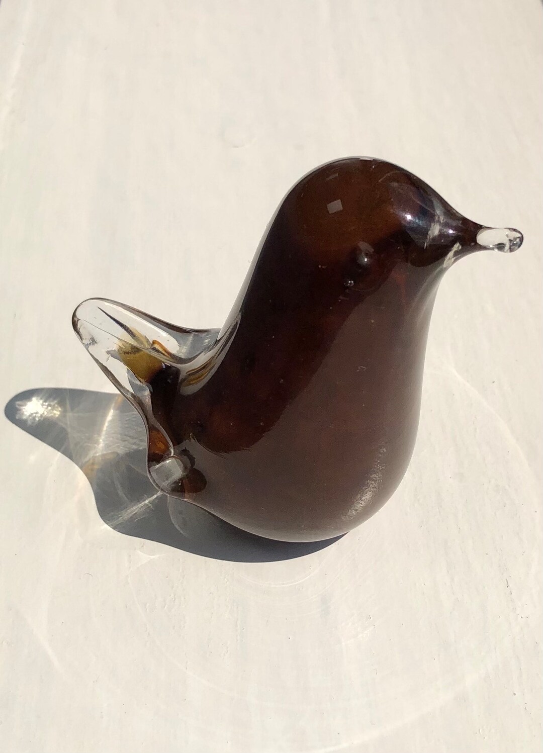 Caramel & Clear Glass Bird Paperweight by Langham Glass House - Etsy UK