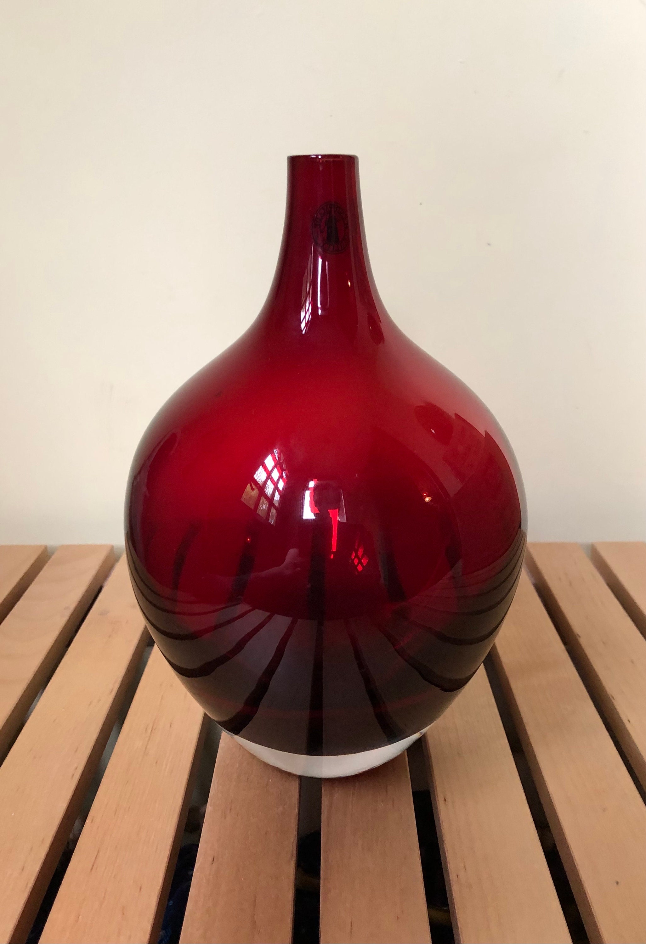 Johanna Jelinek　花瓶 Red & Clear Handblown Glass Vase Designed by Johanna Jelinek for