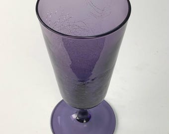 Tall Purple Crackle Glass Goblet