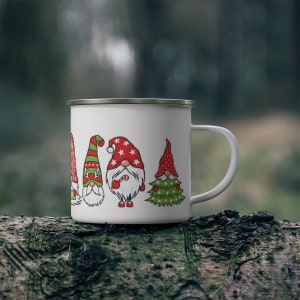 Christmas Gnome Enamel Camping Mug elves