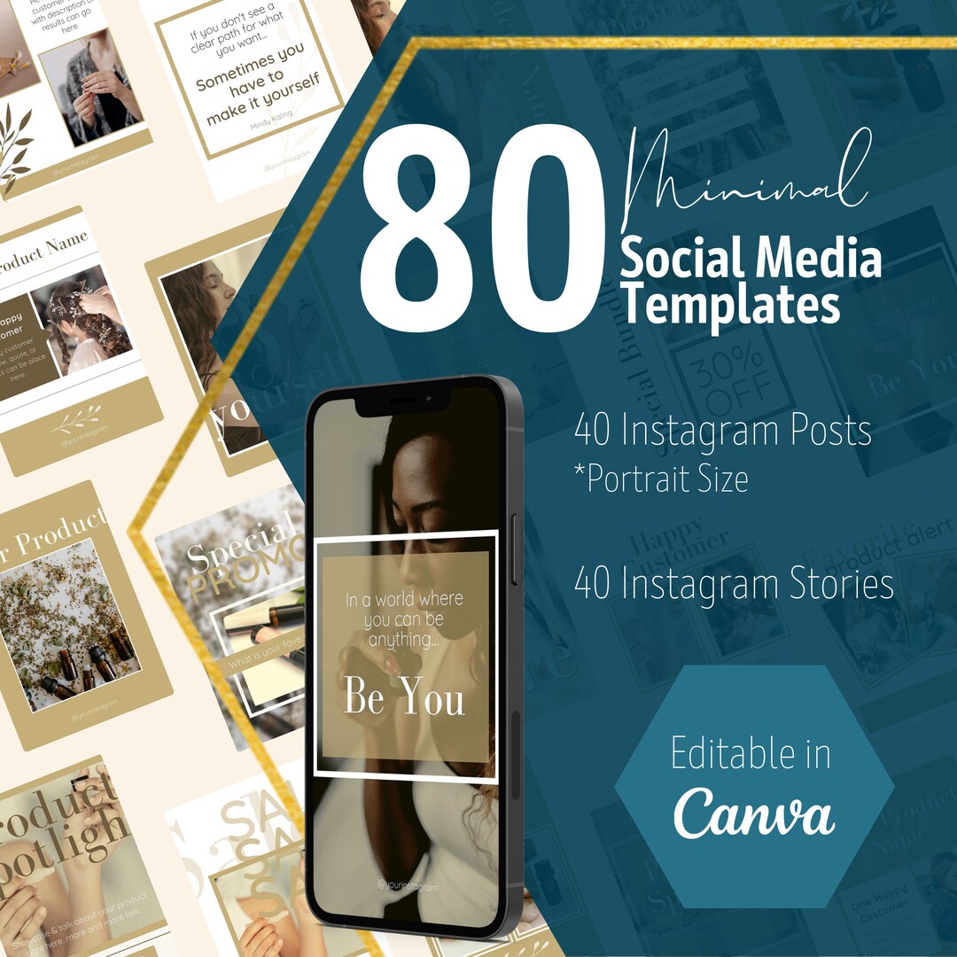 Neutral Instagram Canva Template Social Media Templates for Etsy