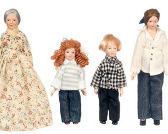 1:12  Country Doll Family with Grandparents / Porcelain dolls /Dollhouse Miniatures/ Town Square g7673