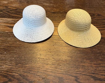 Straw Doll Bonnets White or Natural  5 1/4  Darice Vintage Hats,/Doll hats/ Vintage Poke hat