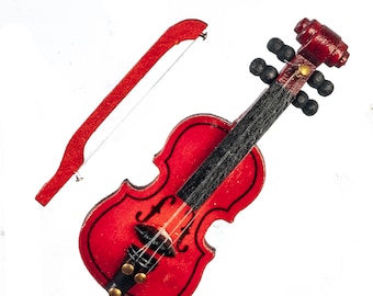Miniaturas de violín a escala 1:12, jardín de hadas, accesorios para casa de muñecas, sala de música t8489
