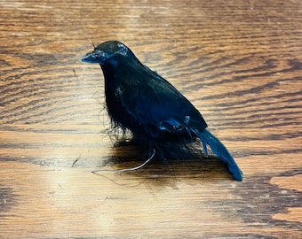 Crow  Feathered Black  4.75  in Bird  Darice Vintage