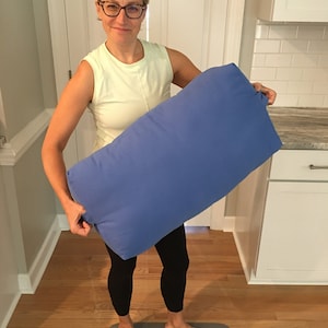 Fabric yoga bolster with end handles- great pillow for yoga poses, relaxing, stretching or just lounging- Free Shipping