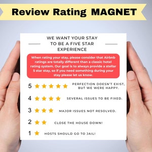 Airbnb Rating Guide, Airbnb 5 Star Review Magnet, Airbnb Ratings System Explained Magnet, Airbnb Rating Magnet for Short Term Rentals
