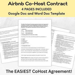 Contratto Airbnb co-host, modello personalizzabile per co-host, documento Airbnb per co-host, contratti di noleggio a breve termine