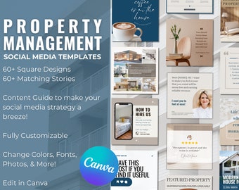 Property Management Social Media ToolKit | 60+ Instagram Posts for Property Managers | Real Estate Management Social Media Canva Template