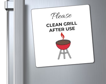 Please Clean Grill Airbnb Magnet | STR Magnet Signage | House Rules Magnet for STR, Airbnb, VRBO | Please Clean Grill after Use Magnet