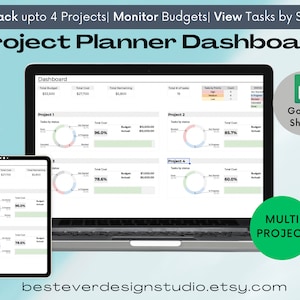 Project Planner Dashboard| Multi Project Management Spreadsheet| Google Sheets Template | Automatic Dashboard | Planner Spreadsheet