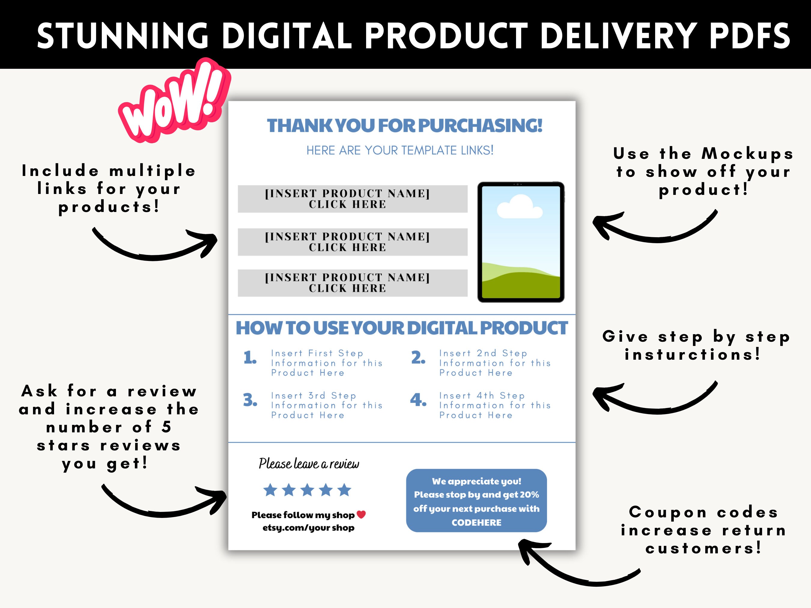 Digital Product Download Instruction Template Etsy Digital Sellers Link ...