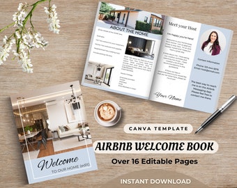 Airbnb Welcome Book Template | Airbnb Guidebook |STR House Manual | Vacation Rental Guidebook Editable | VRBO Welcome Book Canva Download