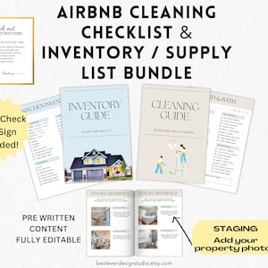Airbnb Checklist Template Bundle| Inventory List + Cleaning Printable| Airbnb Host Essentials Download| Turnover Checklist Bundle