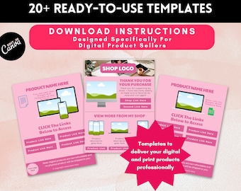 Digital Download Instruction Template for Digital Product | How to Download A Digital Product Instructions Template | Etsy Sellers Link Page