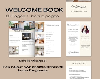 Airbnb Welcome Book Template | House Host Manual Guidebook Template | Real Estate Canva Template | Vacation Rental Template