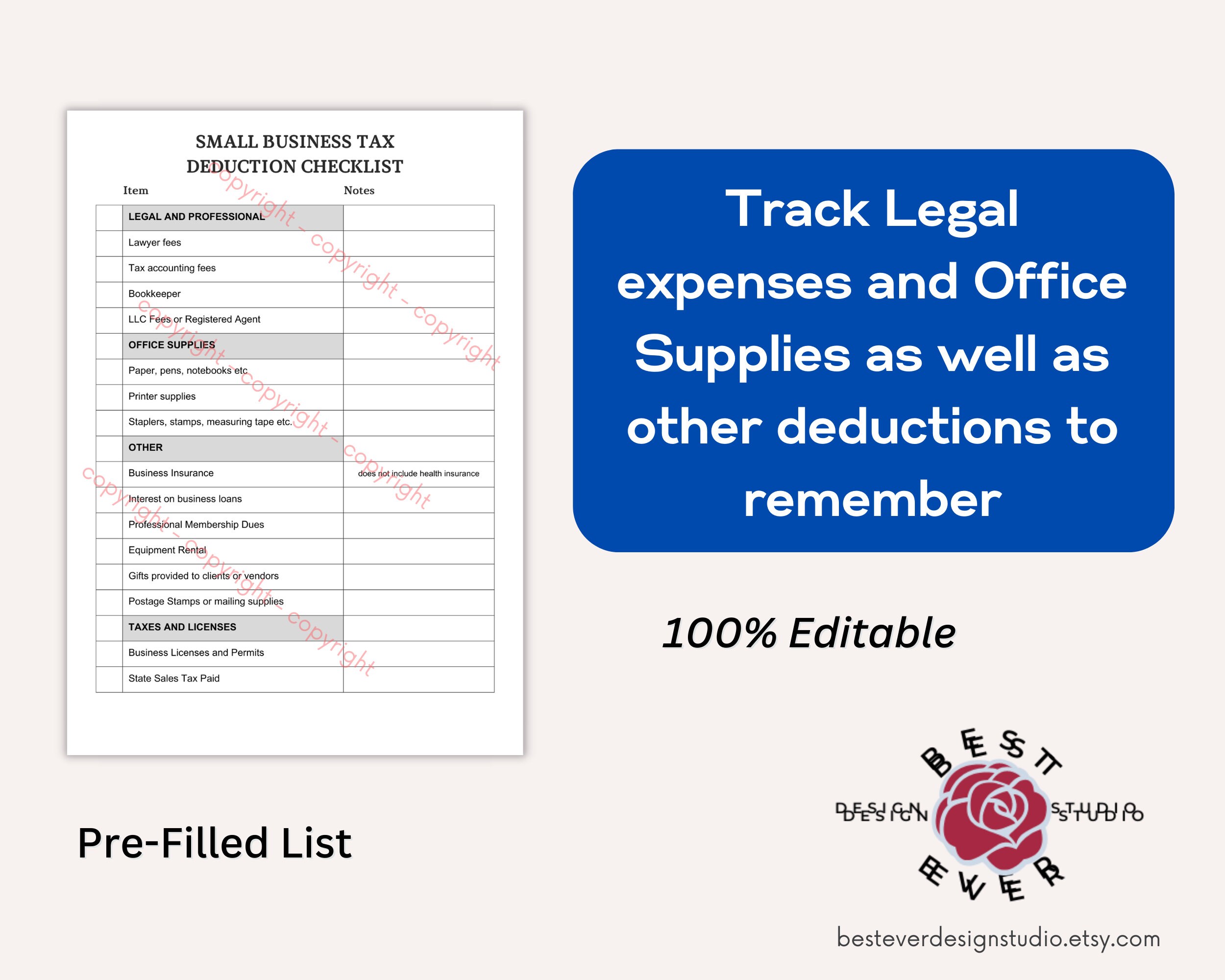 Write Off List Small Business Tax Deductions Cheat Sheet List | Deductible Expenses ...