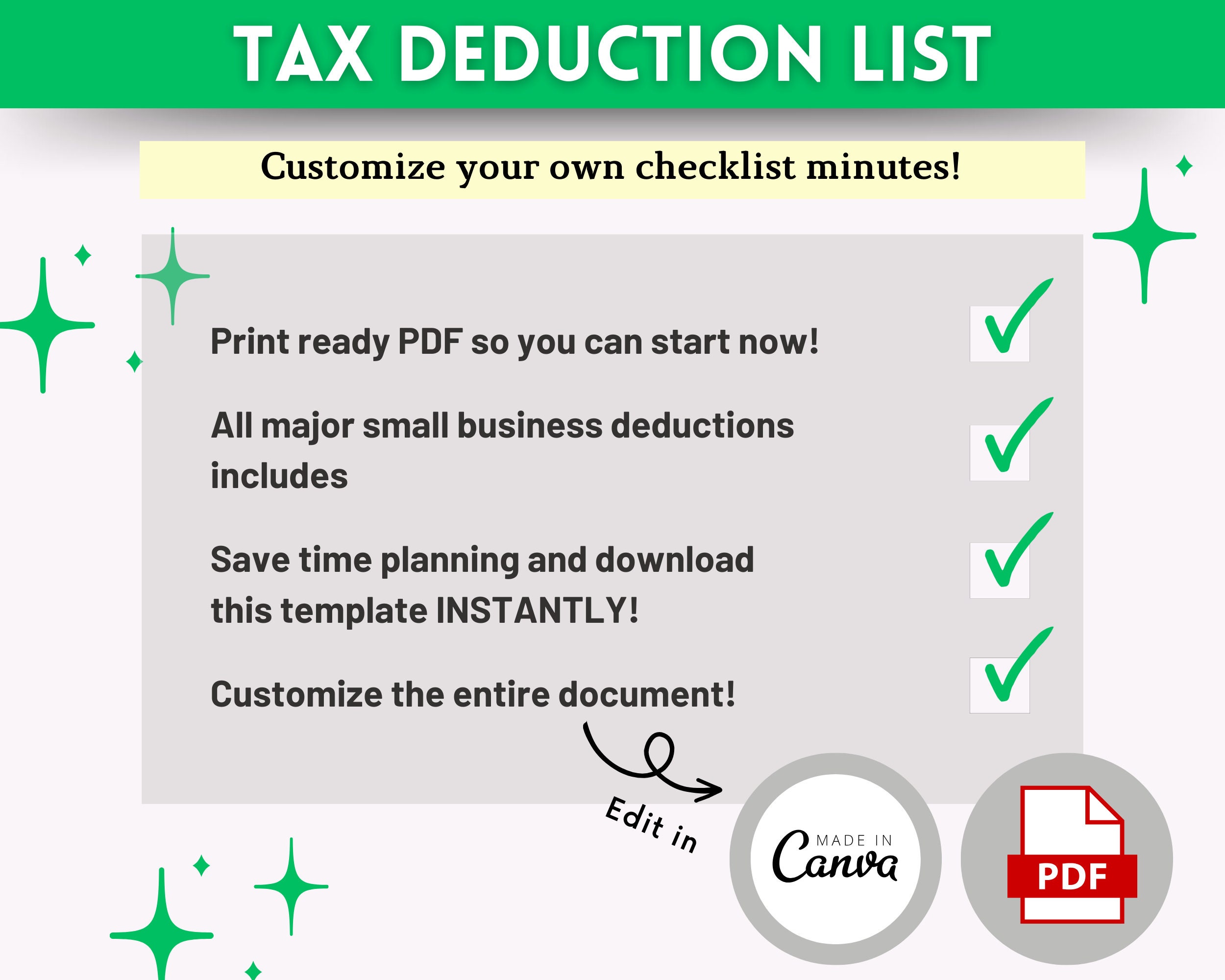 Write Off List Editable Tax Deductions List | Small Business Tax Deductions Cheat ...