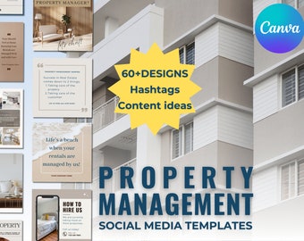 60+ Social Media Posts for Property Managers| Property Management Instagram Bundle| Real Estate Management Social Media Canva Template