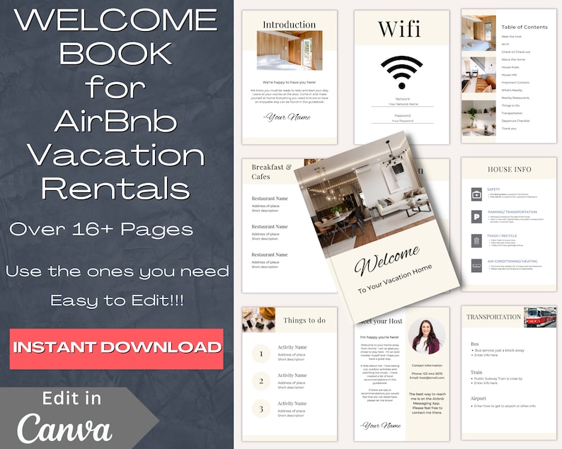 Airbnb Welcome Book Template, Vacation Rental Welcome Book, VRBO ...