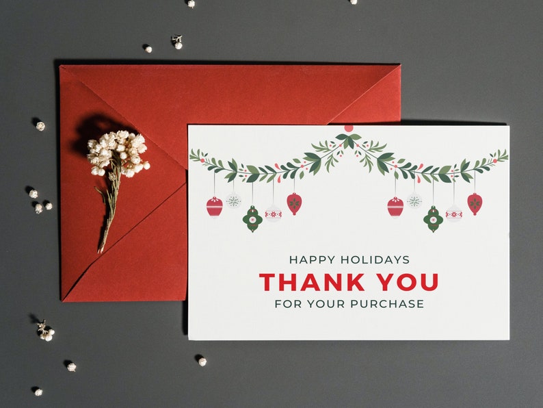 Christmas Thank You Card Template Printable Holiday Card Canva Thank You for Your Order Editable