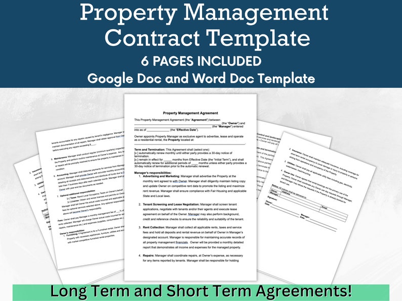 property management contract template bundle