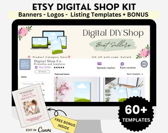 Ultimate Digital Shop Kit for Etsy Sellers| How to start a Digital Etsy Shop| Digital Product Listing Templates plus Download Link Template
