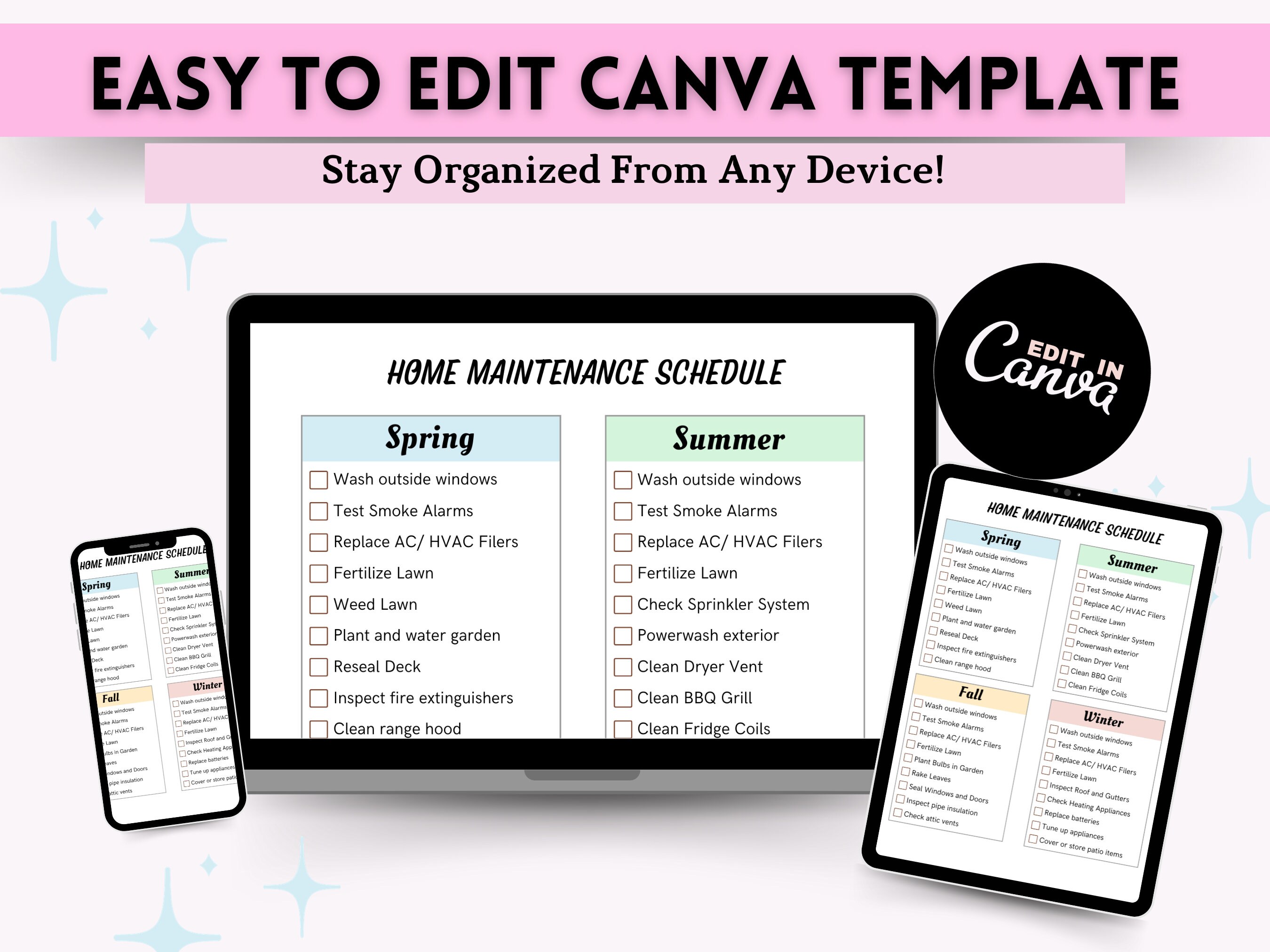 Home Maintenance Checklist, Printable Home Maintenance Planner ...