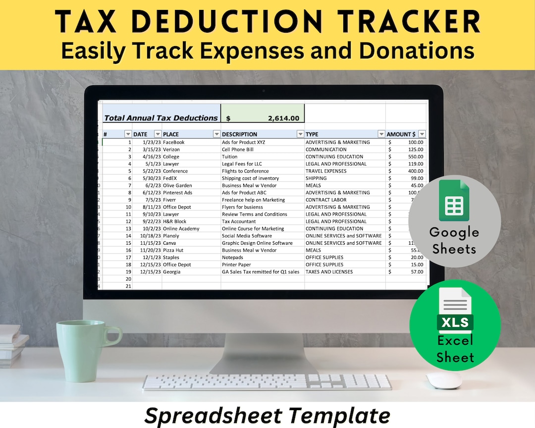 Tax Deduction Spreadsheet for Excel & Google Sheets Tax Deduction Tax Deduction Spreadsheet for Excel & Google Sheets Tax Deduction