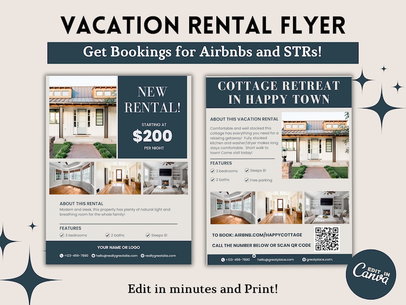 Airbnb Flyer Template Short Term Rental Flyer Vacation Rental Marketing