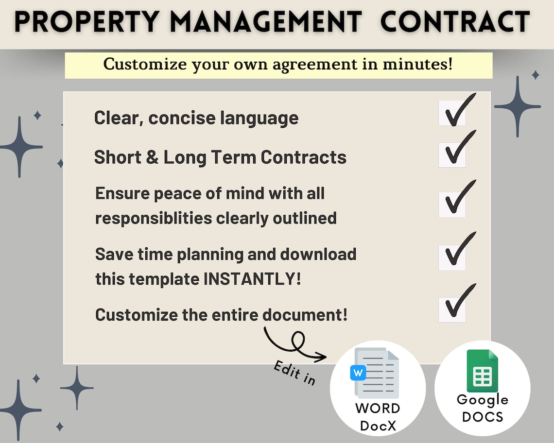 Property Management Agreement Contract Editable Rental Agreement ...