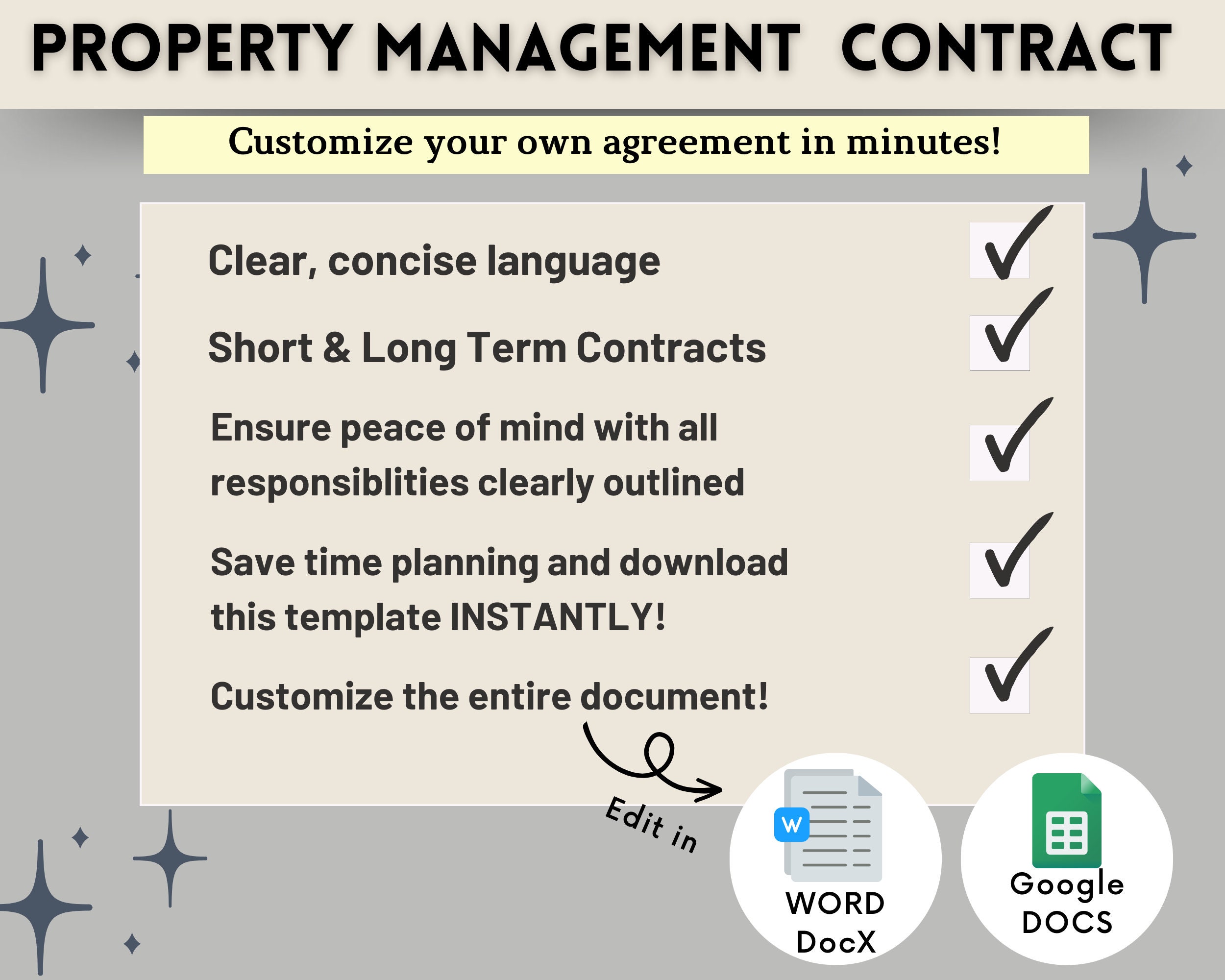 Property Management Agreement Contract | Editable Rental Agreement ...
