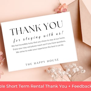 Airbnb Host Thank You Cards| Editable Host Welcome Cards For Guests| Airbnb Template Bundle| VRBO CanvaTemplate | Review Request Card