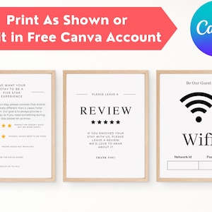 Airbnb Star Rating Guide| AirBnb Rating Explanation Template| Editable Canva Airbnb 5 Star Rating Sign| VRBO Rating Sign