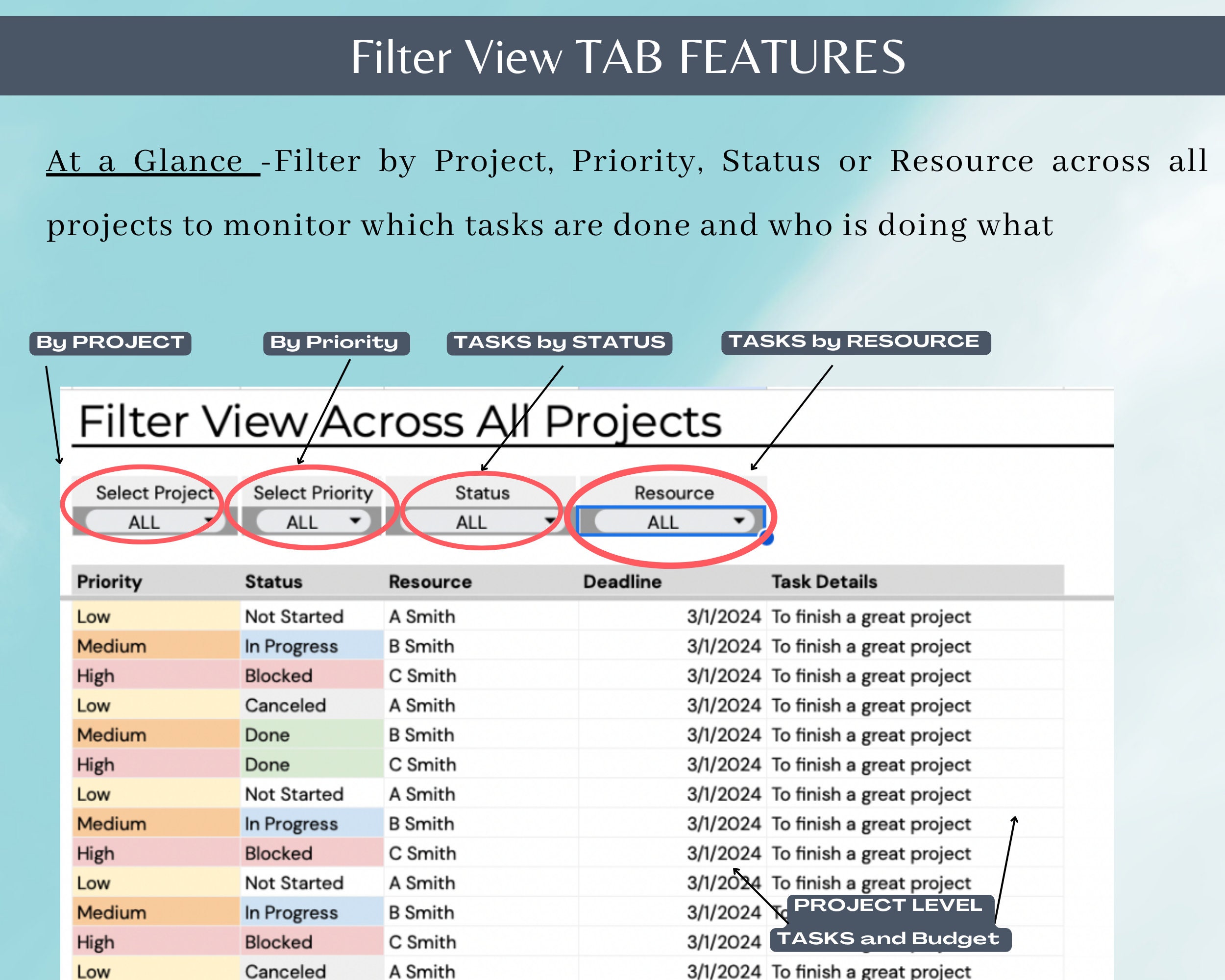 Project Planner Dashboard Multi Project Management - Etsy
