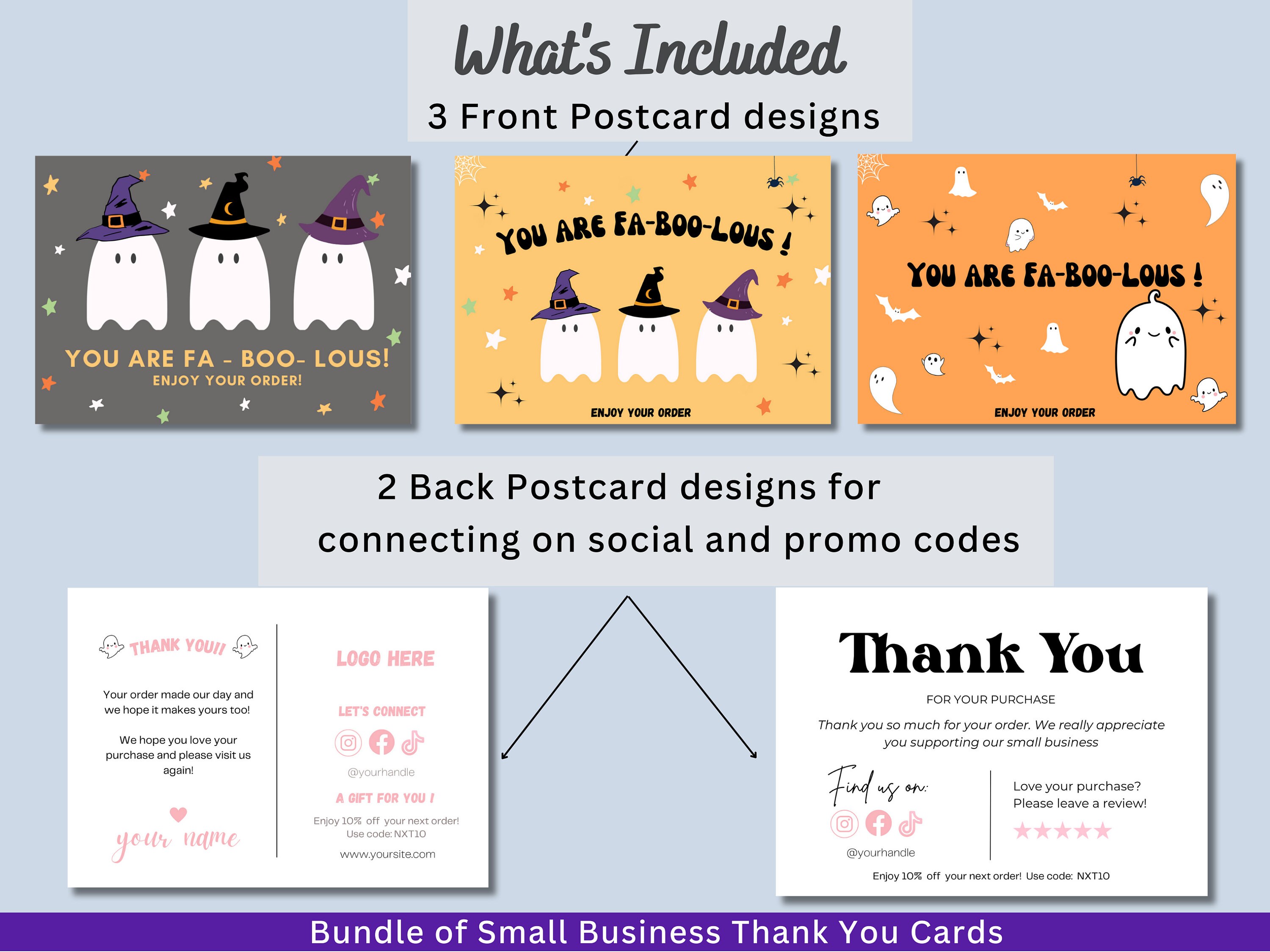 Editable Halloween Thank You Card Ghost Thank You Order Insertretro ...