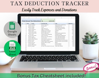 Tax Deduction Tracker Template for Excel & Google Sheets |Tax Deduction Spreadsheet | Small Business Tax Preparation Excel + Google Sheets