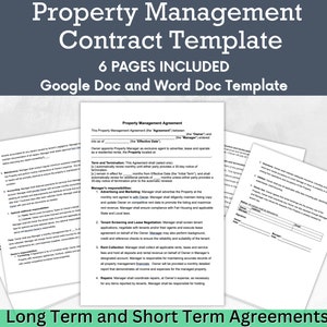 Property Management Agreement Contract | Editable Rental Agreement Document Template|Property Management Contract Forms