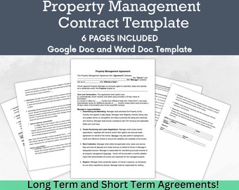 Property Management Agreement Contract | Editable Rental Agreement Document Template|Property Management Contract Forms
