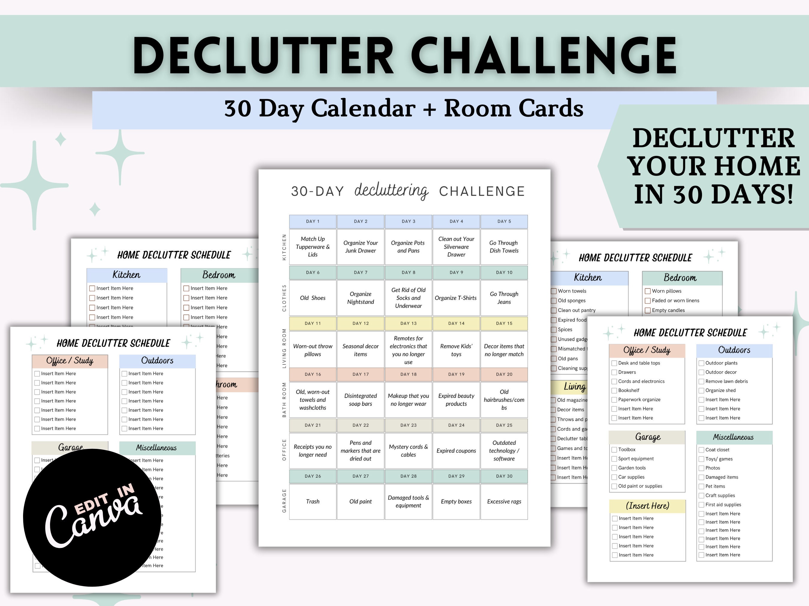 MEGA Cleaning Planner Bundle, Editable Cleaning Schedule, Printable ...