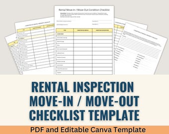 Rental Inspection Checklist, Editable Rental Property Checklist for Landlord, Property Move In Move Out Checklist Form, Tenant Walkthrough