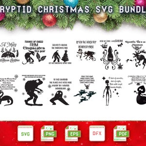 Christmas Cryptids SVG Bundle / Cryptid Christmas SVG / Cut File / Cricut / Clip art / Commercial Use / Holiday SVG / Christmas Puns Quotes