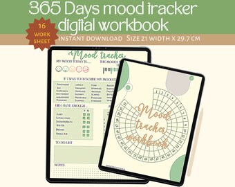 Daily Mood Tracker Printable, Printable Mood Track, Emotion tracker, Self care journal, Mood Journal,mental health,yearly tracking page