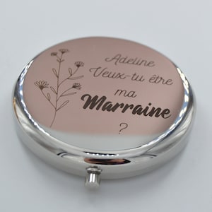 Miroir de poche en acier inoxydable personnalisable Cadeau mariage Gravure Personnalisée image 1